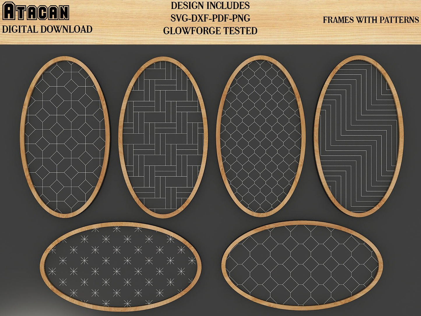 Frames with Patterns Bundle / Glowforge Svg files / Farmhouse Frame / Laser SVG Patterns 424