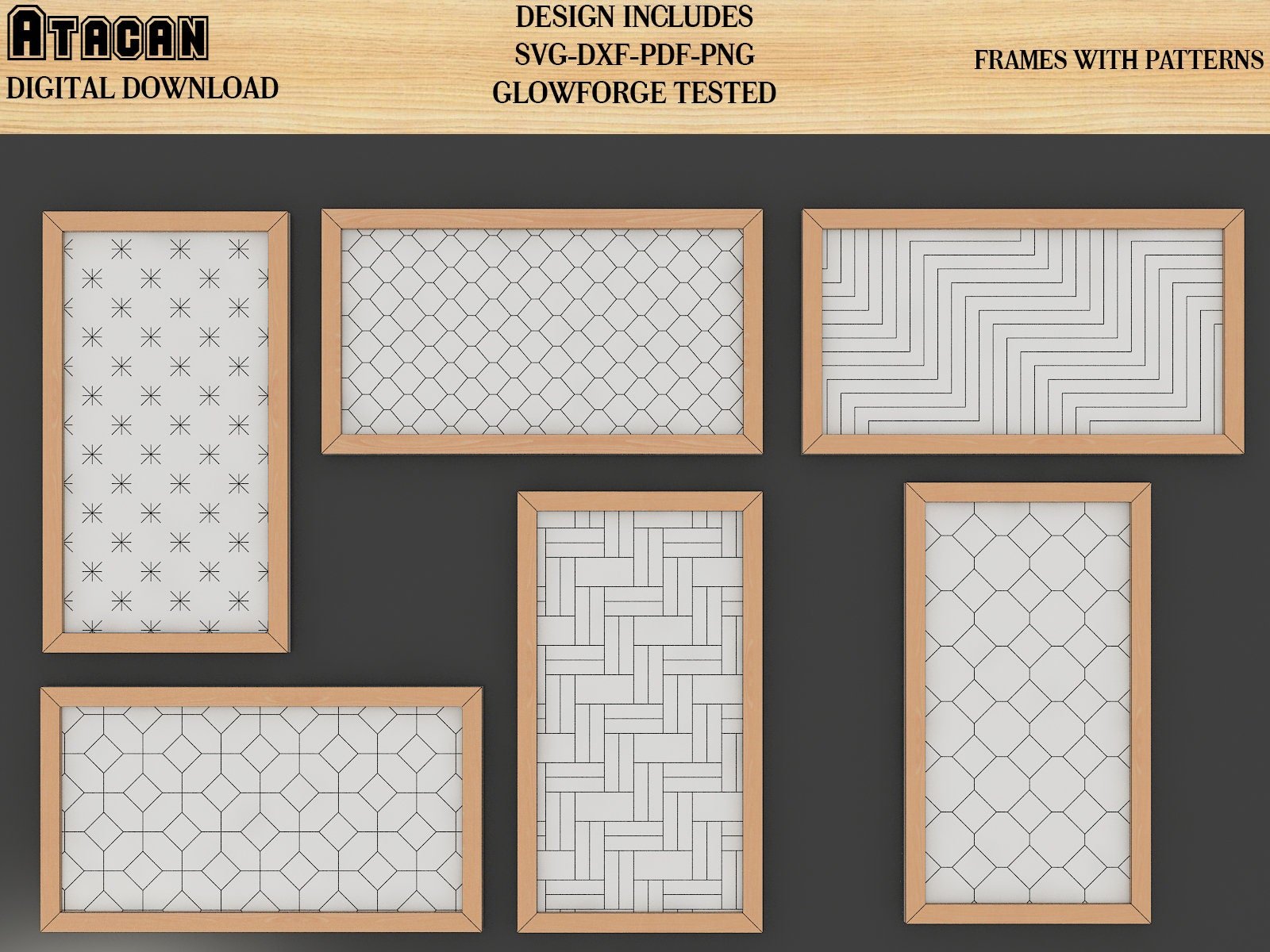 Frames with Patterns Bundle / Glowforge Svg files / Farmhouse Frame / Laser SVG Patterns 424