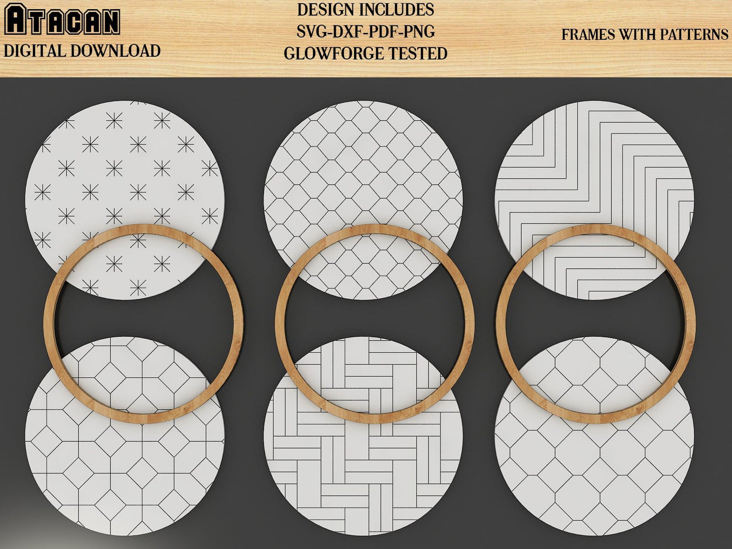 Frames with Patterns Bundle / Glowforge Svg files / Farmhouse Frame / Laser SVG Patterns 424