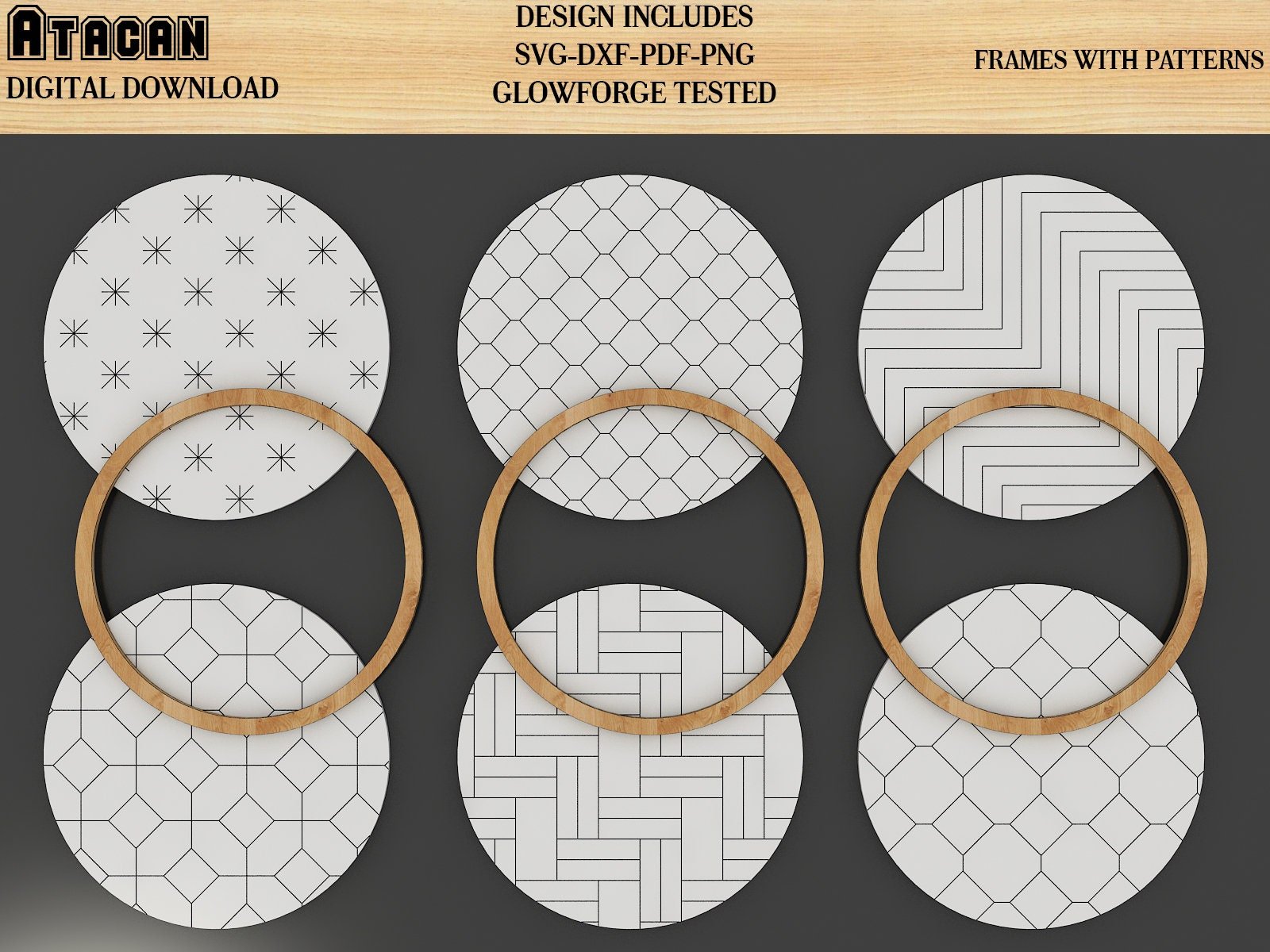 Frames with Patterns Bundle / Glowforge Svg files / Farmhouse Frame / Laser SVG Patterns 424