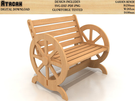 Garden Bench laser cut SVG files / Carriage Park Seat cutting file / Miniature Bench Seater digital download 114