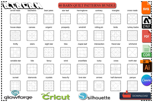 Geometric Quilt Block Patterns / Abstract Art Coloring Pages / Barn Quilt Files / Printable Mosaics SVG DXF Ai CDR 379