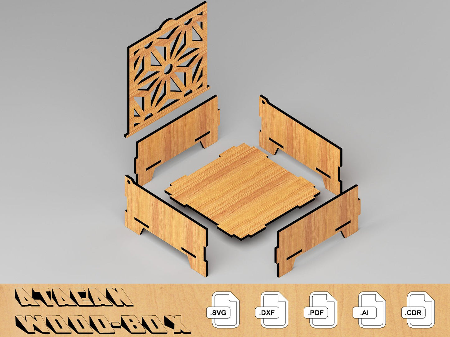 Gift Box Set Laser Cut Files / Coaster Boxes with Flip lid / Jewelry Box Multiple Materials / Storage Organizer Glowforge SVG DXF Ai CDR 378