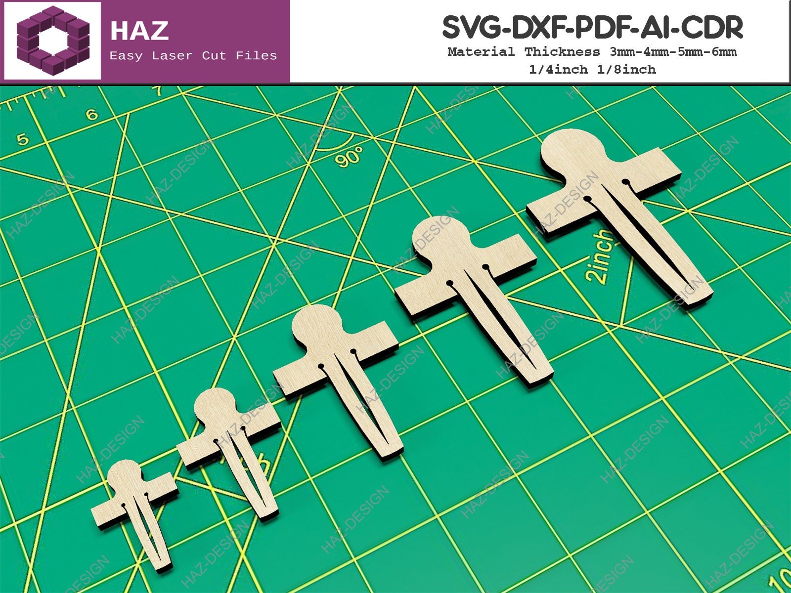 Glowforge Crumb Tray Pins / Honeycomb Pin For Laser Machines / Slim Laser Cut Pins SVG DXF CDR Ai 062