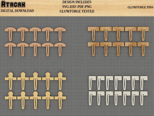 Glowforge Pins Bundle - honeycomb pins - crumb tray pin - Laser cut SVG file 248