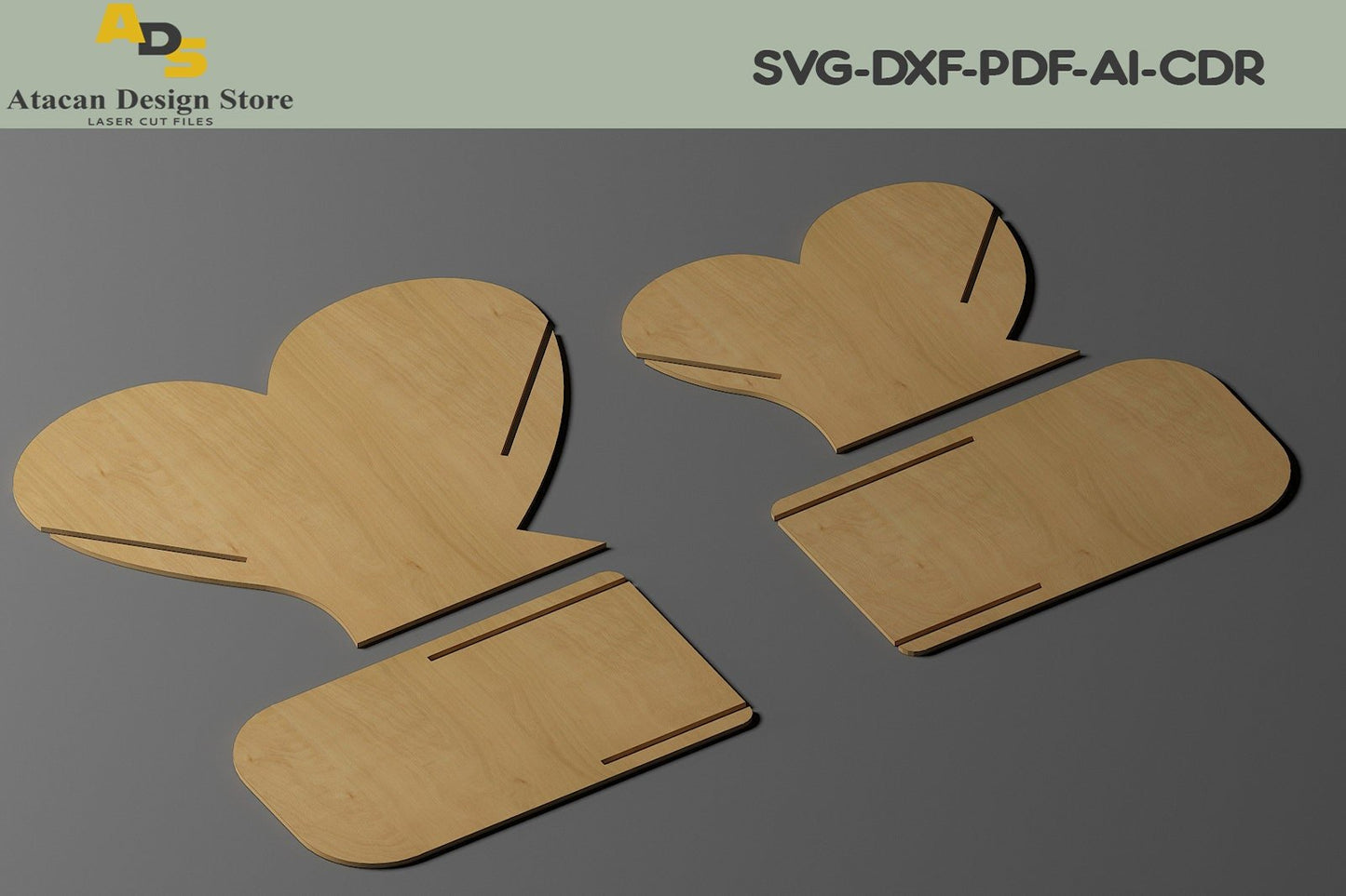 Heart Bowl Laser Cutting Files / Wood DIY Digital Templates ADS213