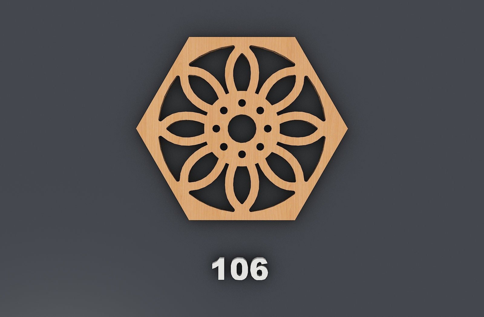Hexagon Mandala Wood Metal Coasters, Wall Decor vector files, Laser cut Glowforge SVG File 338