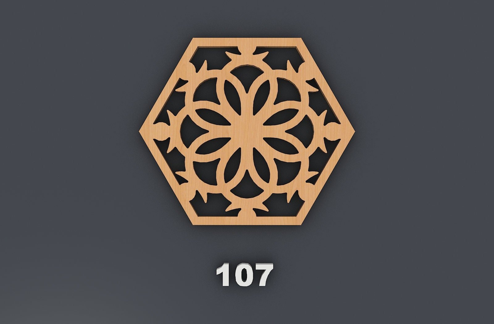 Hexagon Mandala Wood Metal Coasters, Wall Decor vector files, Laser cut Glowforge SVG File 338