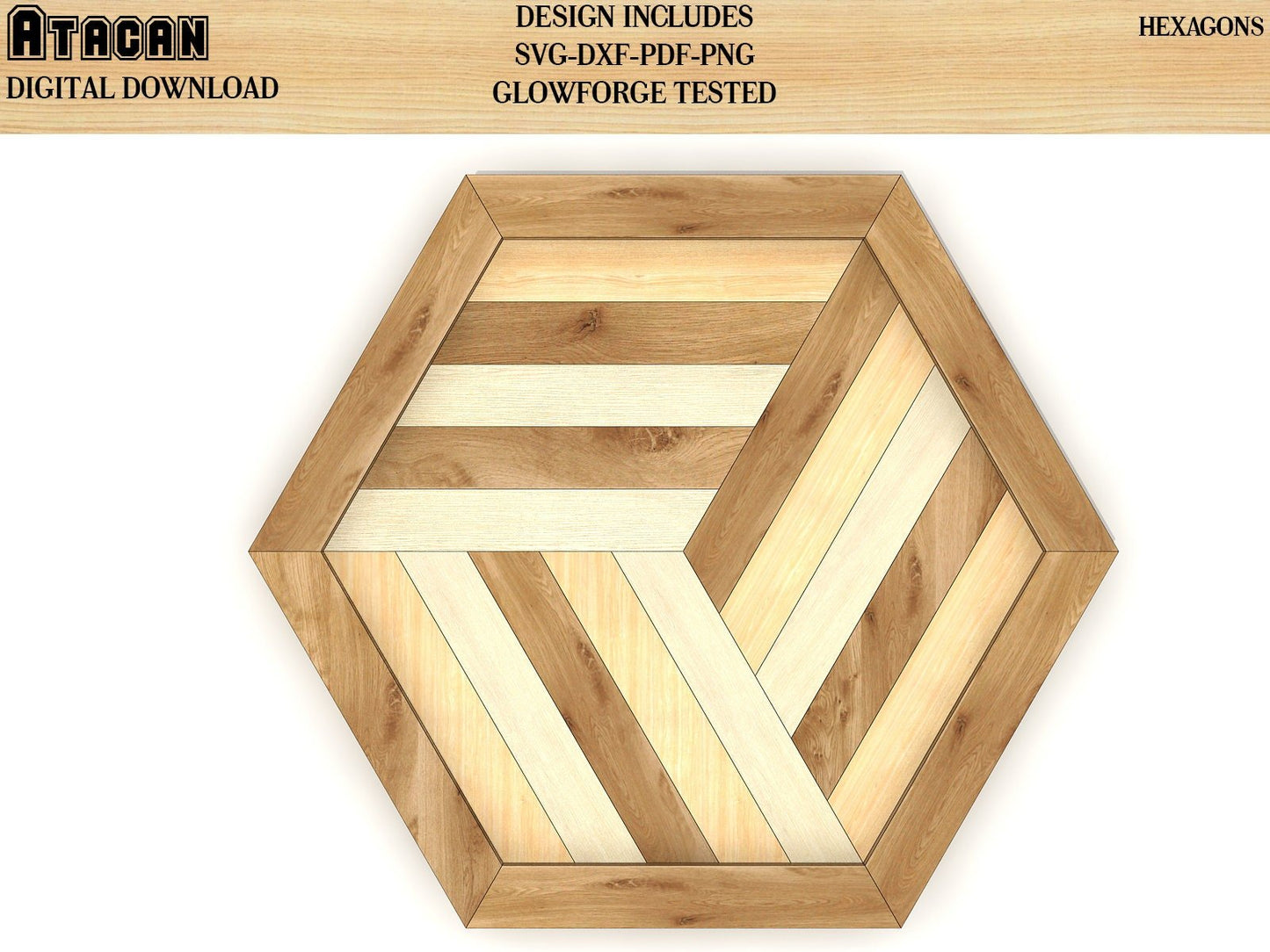 Hexagon Tray SVG file, Wooden Wall Decor laser cut template, Glowforge Cutting Plan 135