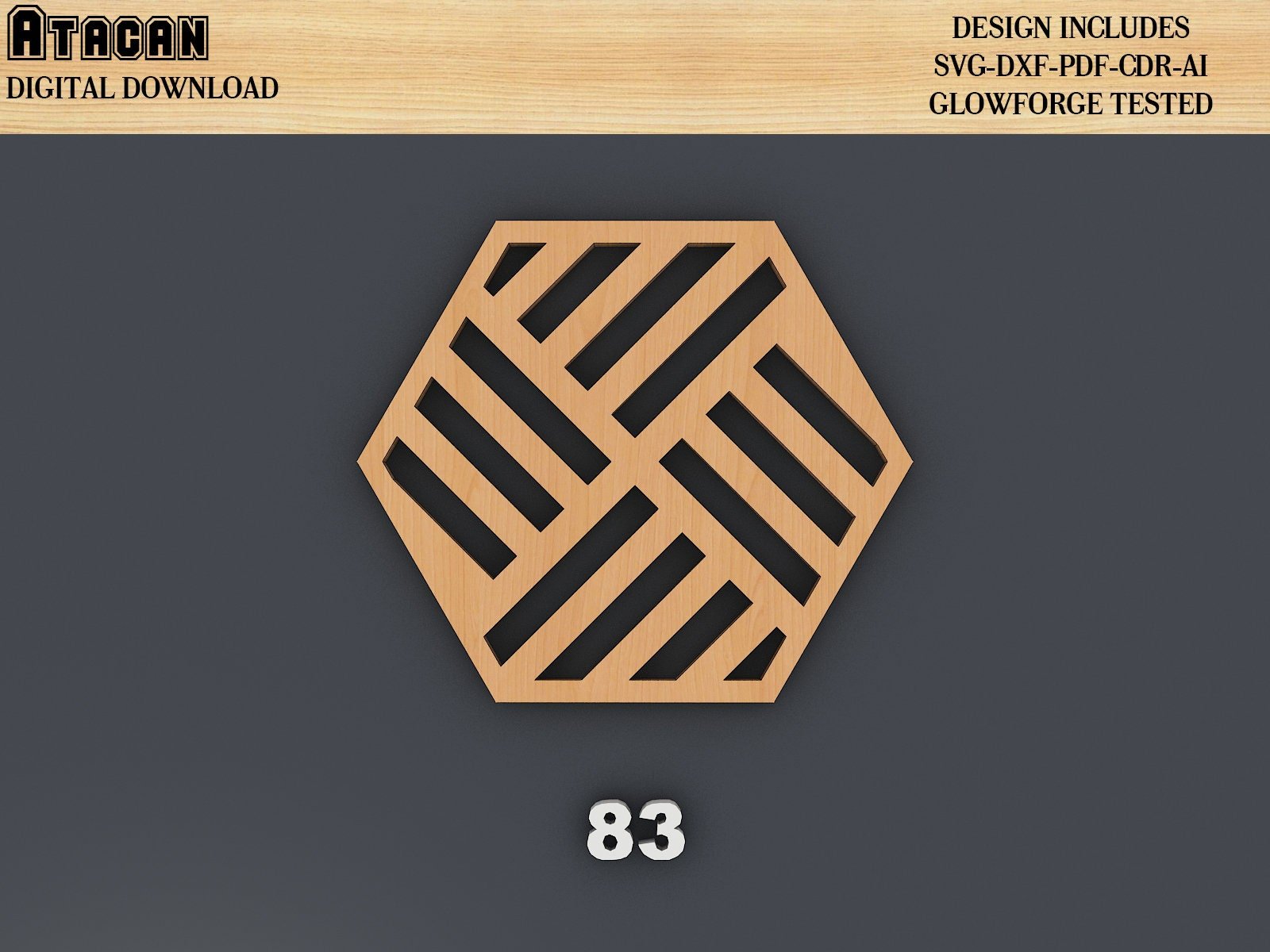 Hexagon Wooden Coaster Set / Grill Trivet Templates / Vector Digital Instant Download