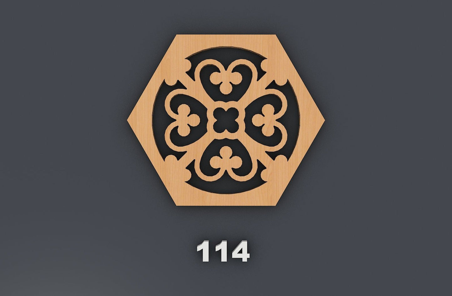 Hexagonal Mandala Wood Metal Coasters, Wall Decor vector files, CNC Laser cut Glowforge SVG File 339
