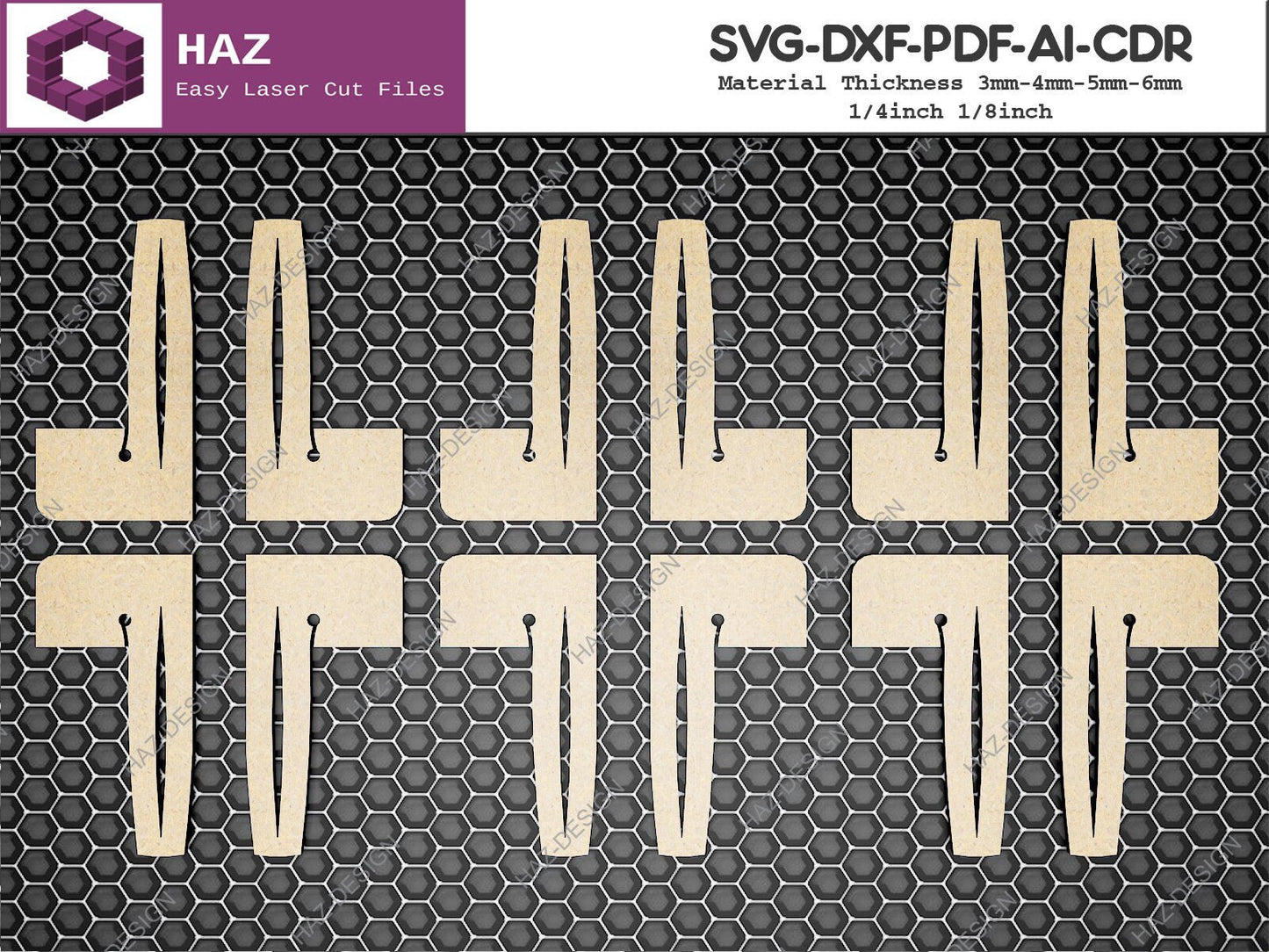 Honeycomb Pins For Laser / Glowforge Crumb Tray Pin / Compatible with all honeycomb SVG DXF CDR Ai 063