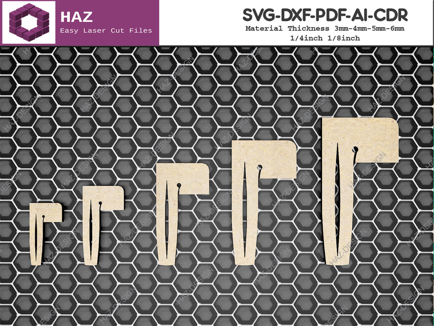 Honeycomb Pins For Laser / Glowforge Crumb Tray Pin / Compatible with all honeycomb SVG DXF CDR Ai 063