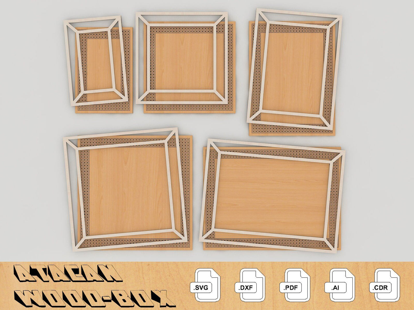 Interchangeable Rattan Frame Cut File - Rattan Laser File - Boho Frame Glowforge file 240
