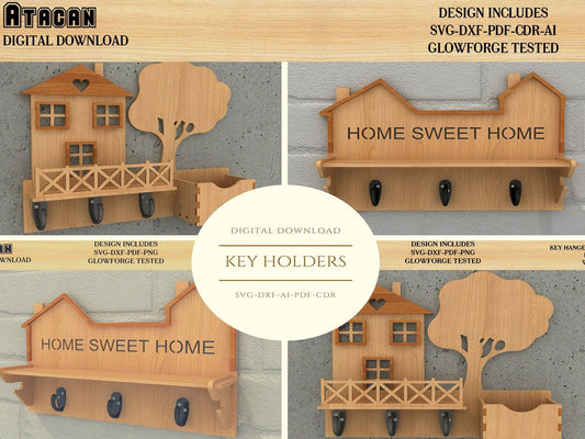 key holder Laser files / Key board / Key Hanger / Digital vector files / Svg files for glowforge 425