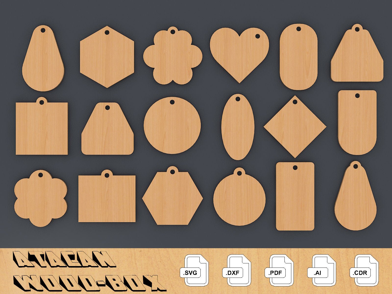 Keychain Cutting Templates, Keychain SVG files, Glowforge Cut Files 144