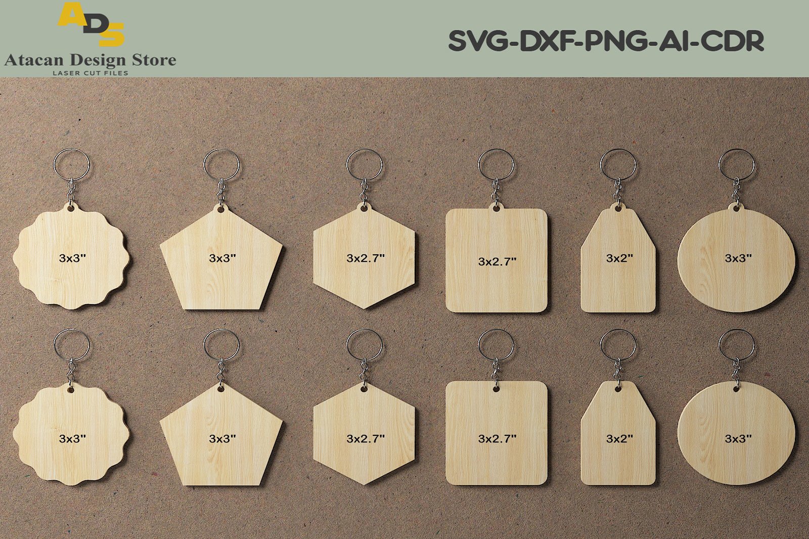 Keychain Cutting Templates / Laser Cut Keychain Plans / DXF SVG CDR Ai ...