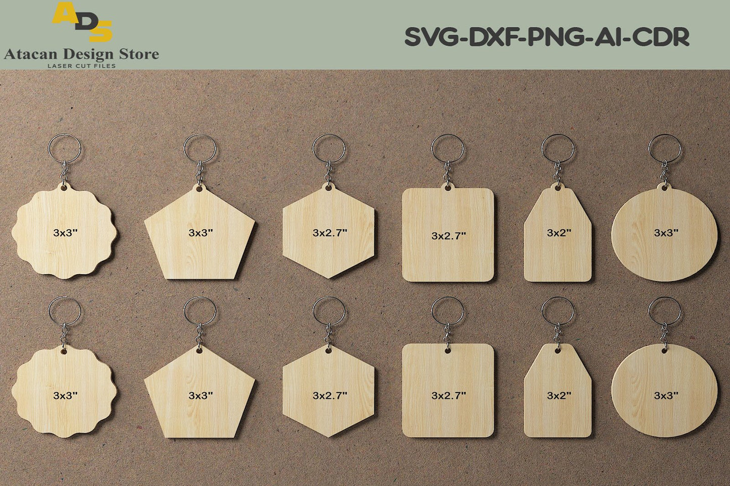 Keychain Cutting Templates / Laser Cut Keychain Plans / DXF SVG CDR Ai files 287