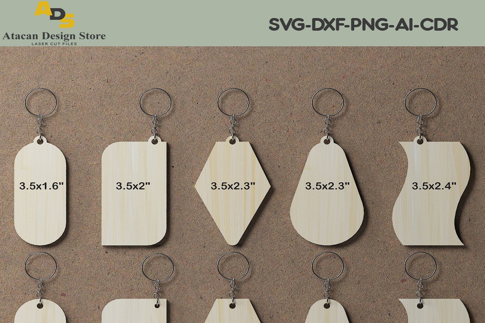 Keychain Cutting Templates / Laser Cut Keychain Plans / DXF SVG CDR Ai files 287