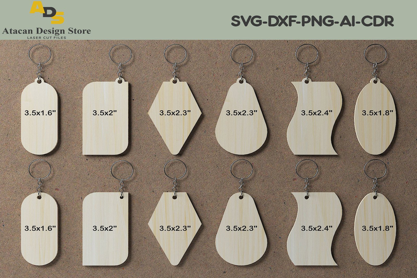 Keychain Cutting Templates / Laser Cut Keychain Plans / DXF SVG CDR Ai files 287