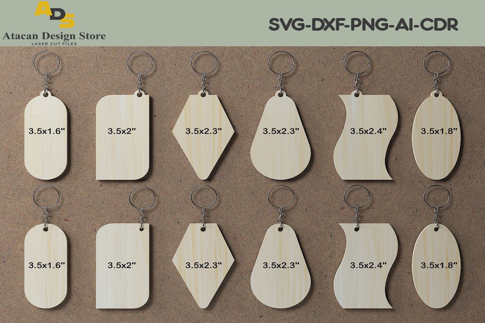 Keychain Cutting Templates / Laser Cut Keychain Plans / DXF SVG CDR Ai files 287