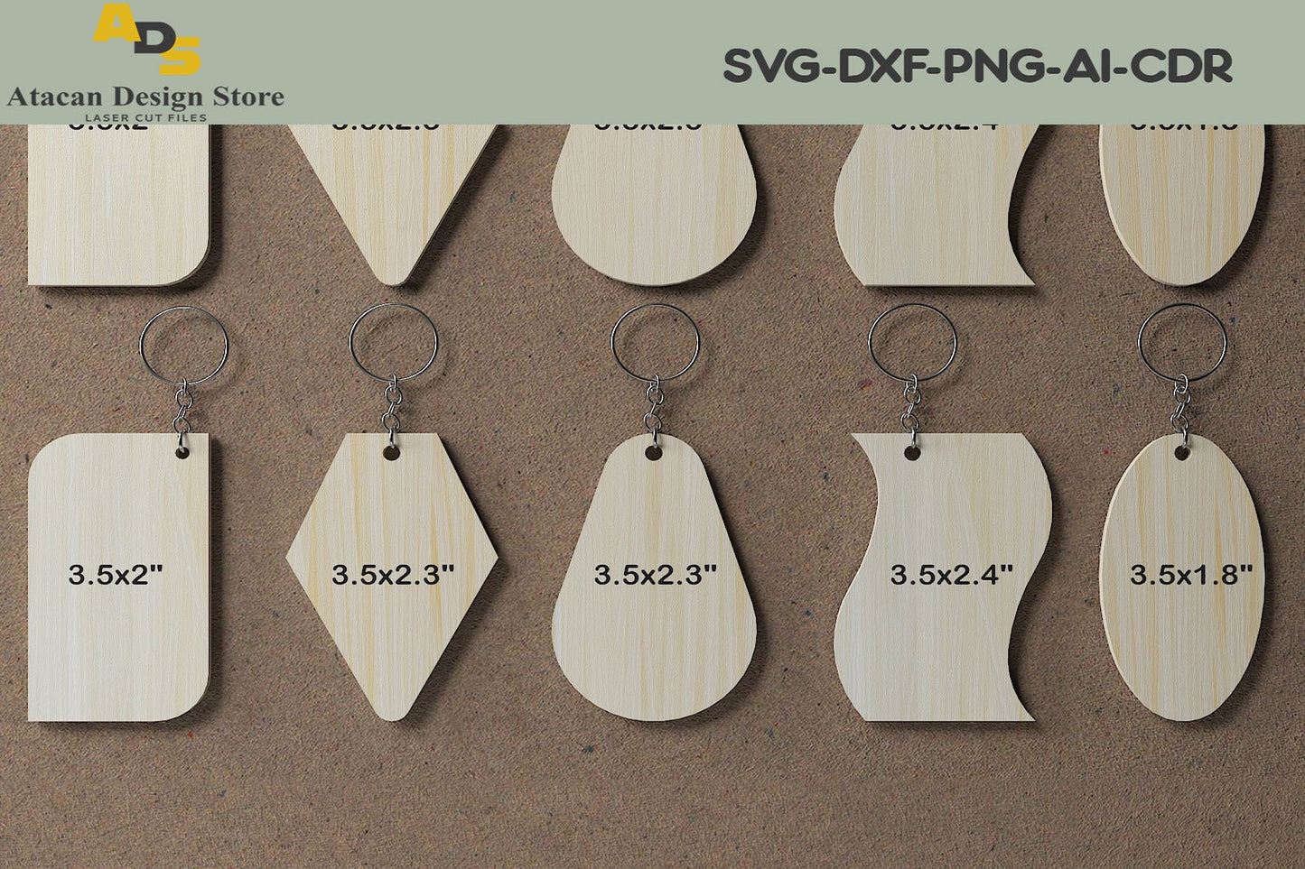 Keychain Cutting Templates / Laser Cut Keychain Plans / DXF SVG CDR Ai files 287