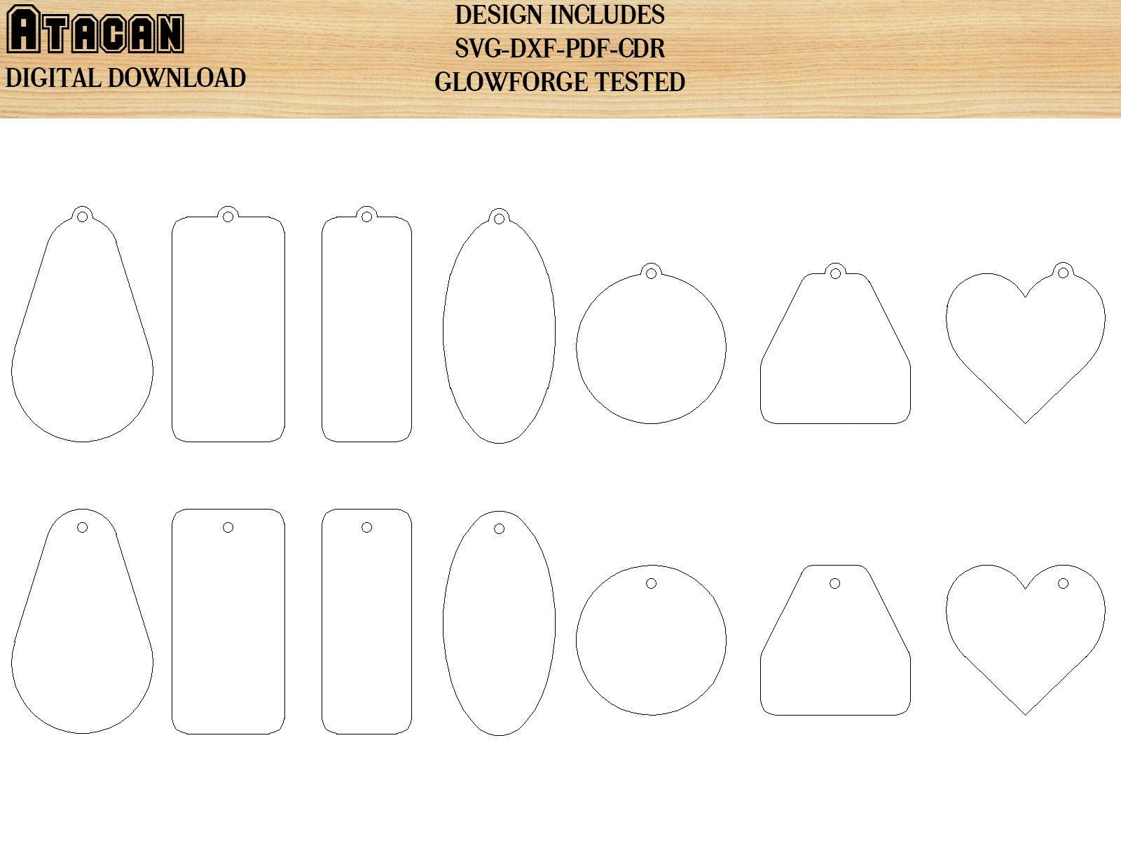 Keychains cut plans Glowforge Digital Download Keychains pattern bundl ...