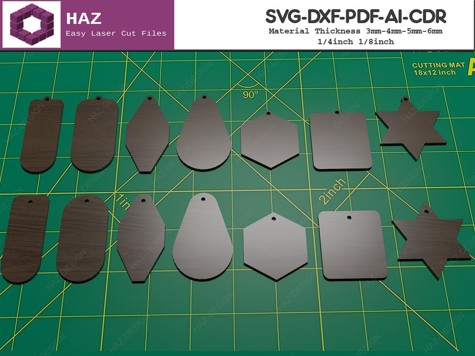 Keyring Design Files For Glowforge / Gift Tags Designs / Wood Keychain ...