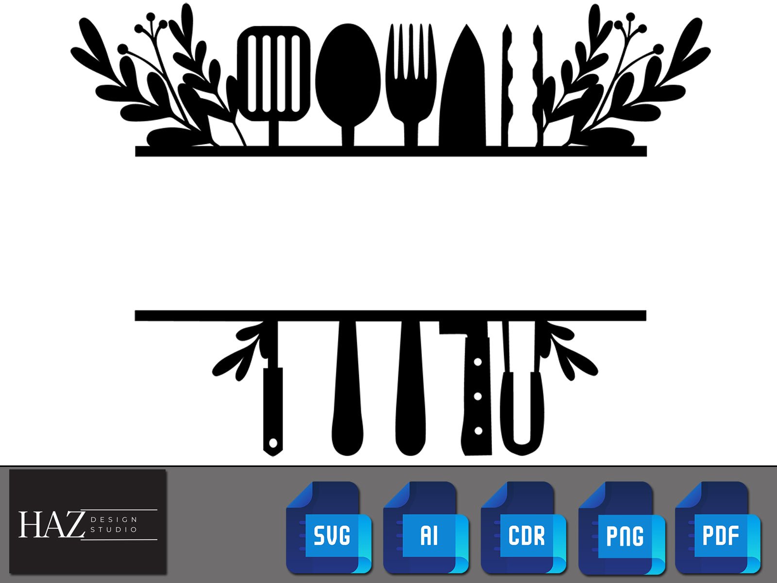 Cooking Split Frame Kitchen Baking Monogram / Kitchen Split Frame Svg / Cooking Utensils M ...
