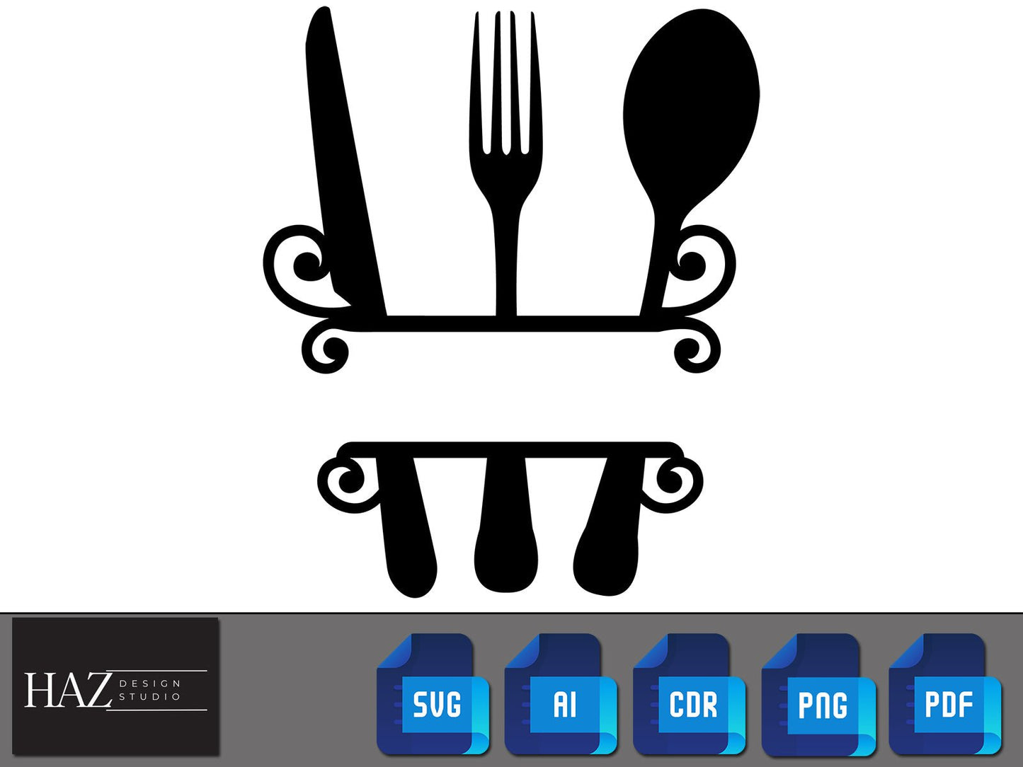 Kitchen Baking Monogram / Kitchen Split Frame Svg / Cooking Utensils Monograms / Kitchen Cut File PNG SVG DXF Pdf Ai 161