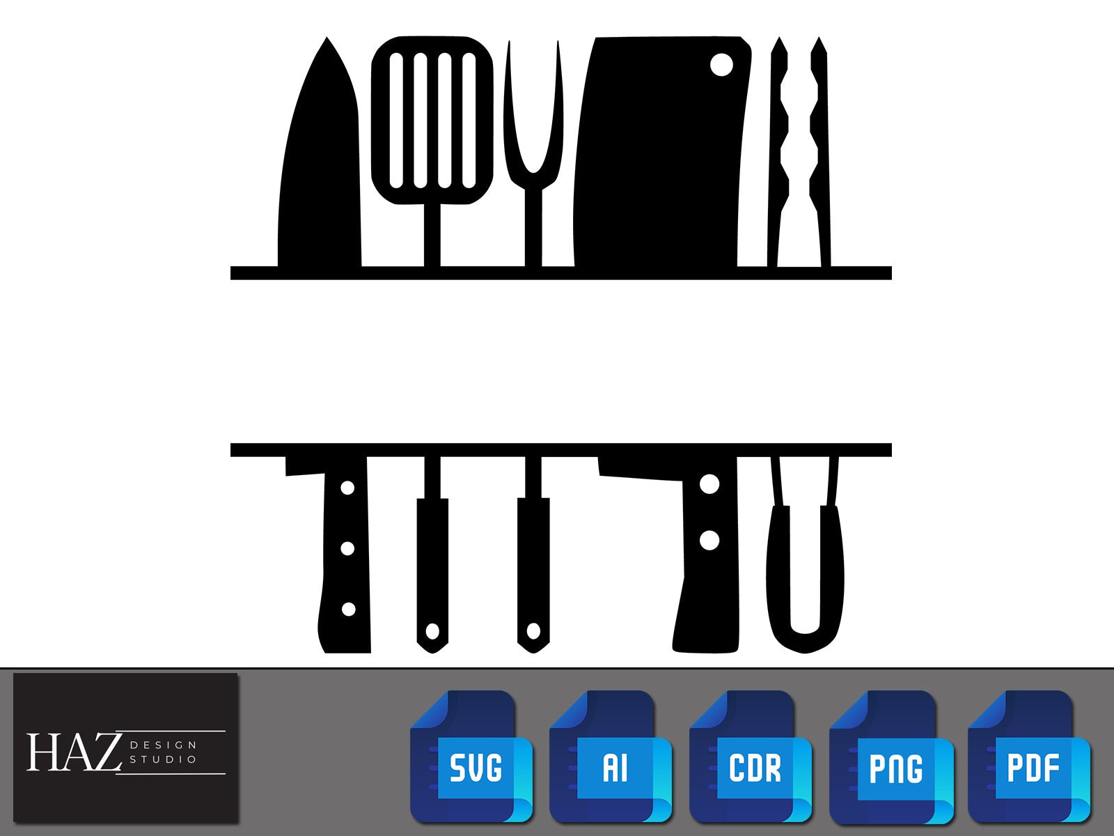Cooking Split Frame Kitchen Baking Monogram / Kitchen Split Frame Svg / Cooking Utensils M ...