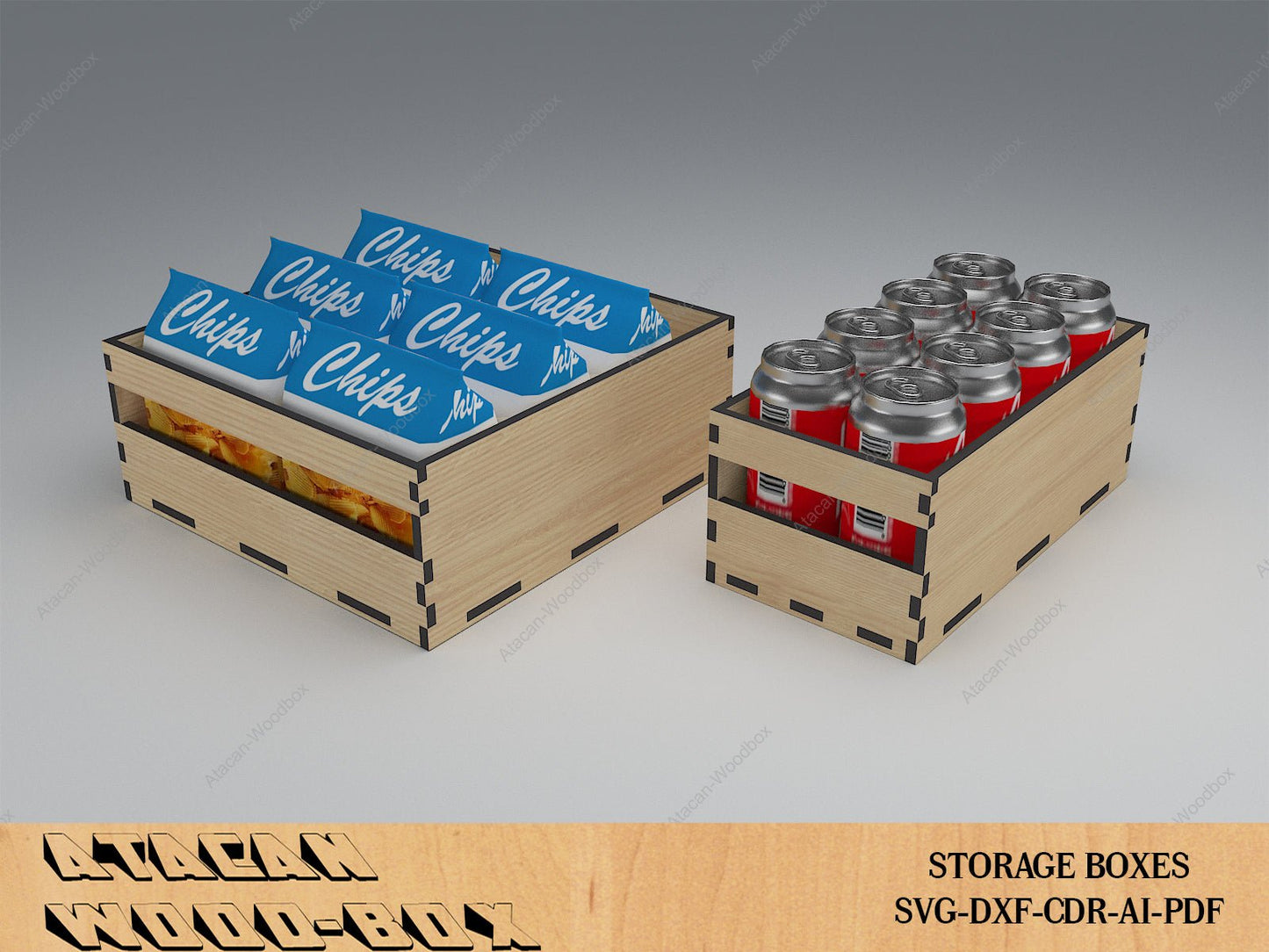 Kitchen Storage Boxes / Cupboard Organise Stackable Boxes / Wood Laser Cut Box / Glowforge Box Vector Files SVG DXF Ai CDR 389