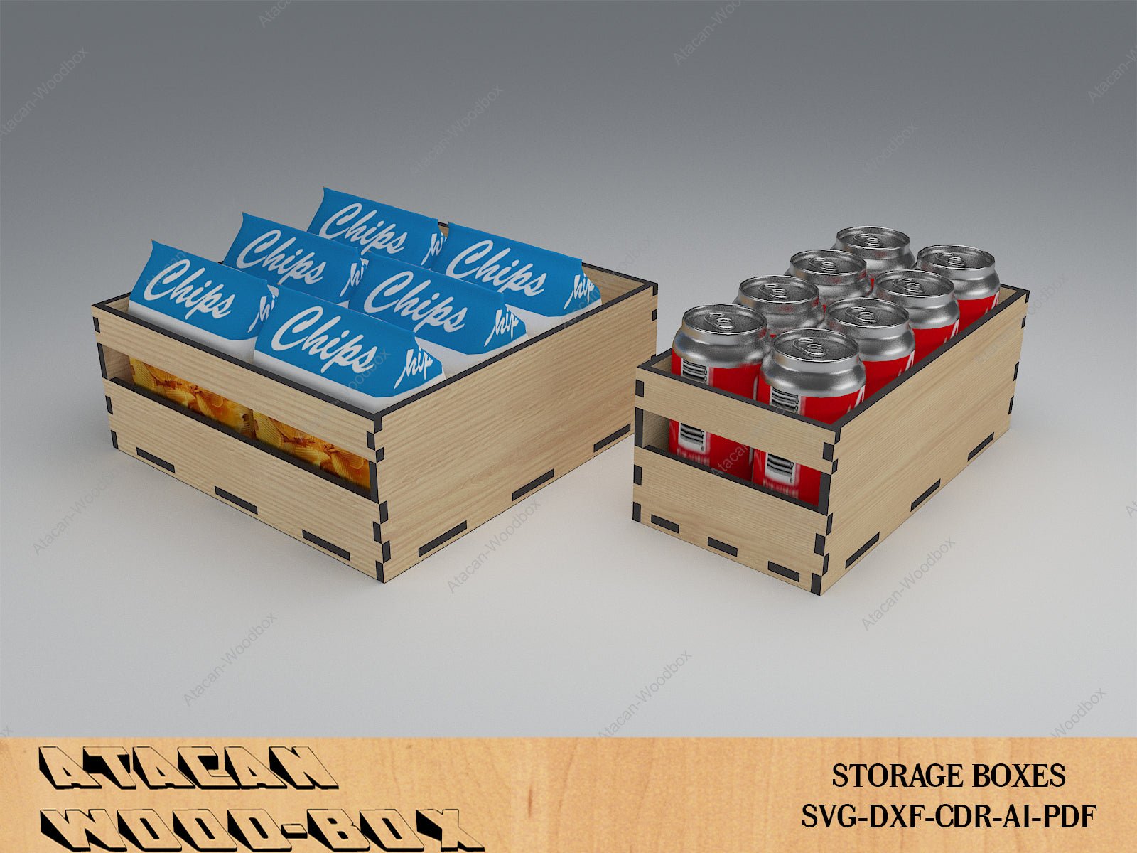 Kitchen Storage Boxes / Cupboard Organise Stackable Boxes / Wood Laser Cut Box / Glowforge Box Vector Files SVG DXF Ai CDR 389