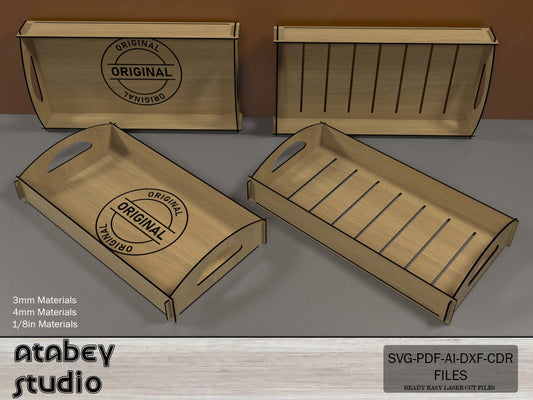 Kitchen Wood Trays / Flat Breakfast Tray With Handles / Serving Trays Laser Cut Files SVG, DXF, CDR Download 547