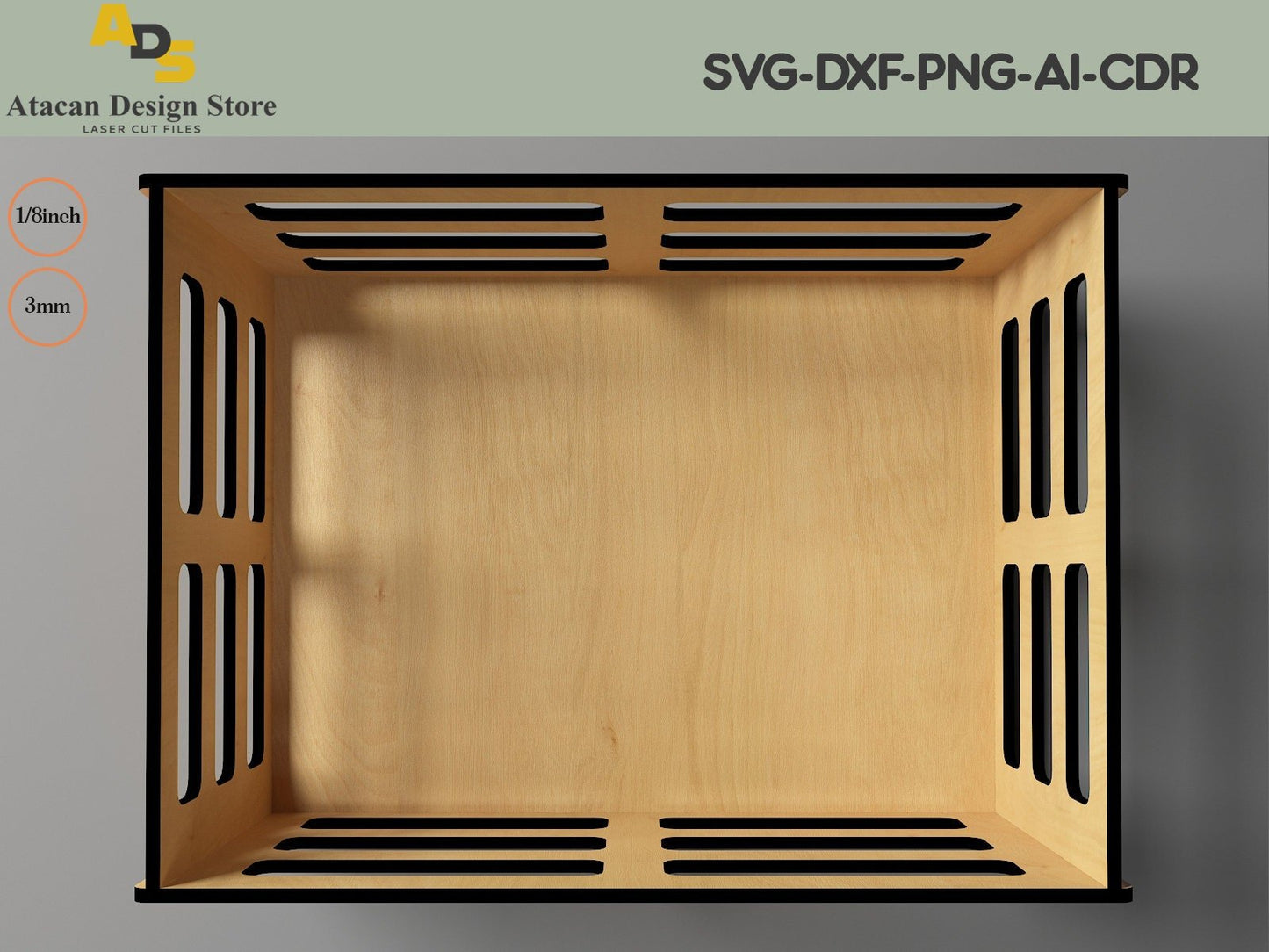 Laser Box Wooden Crate / Lightburn, Glowforge Crate Laser Cut files Svg - Dxf - Cdr ADS226