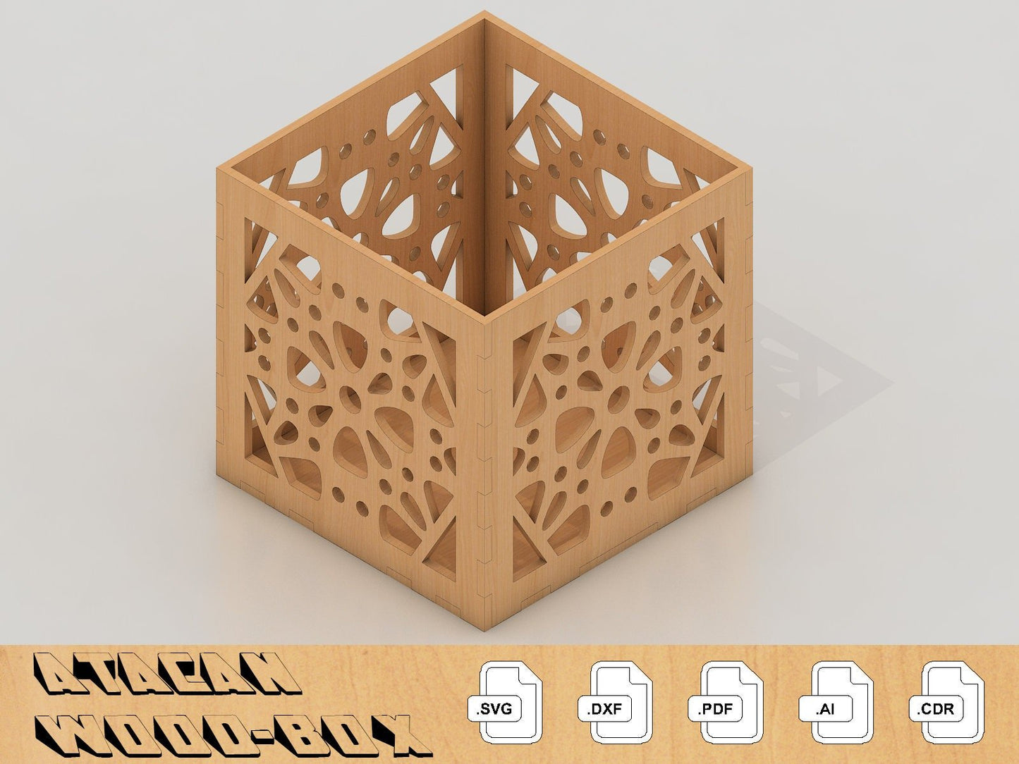 Laser Boxes With Pattern / Cnc laser cut SVG Files / Glowforge case 196