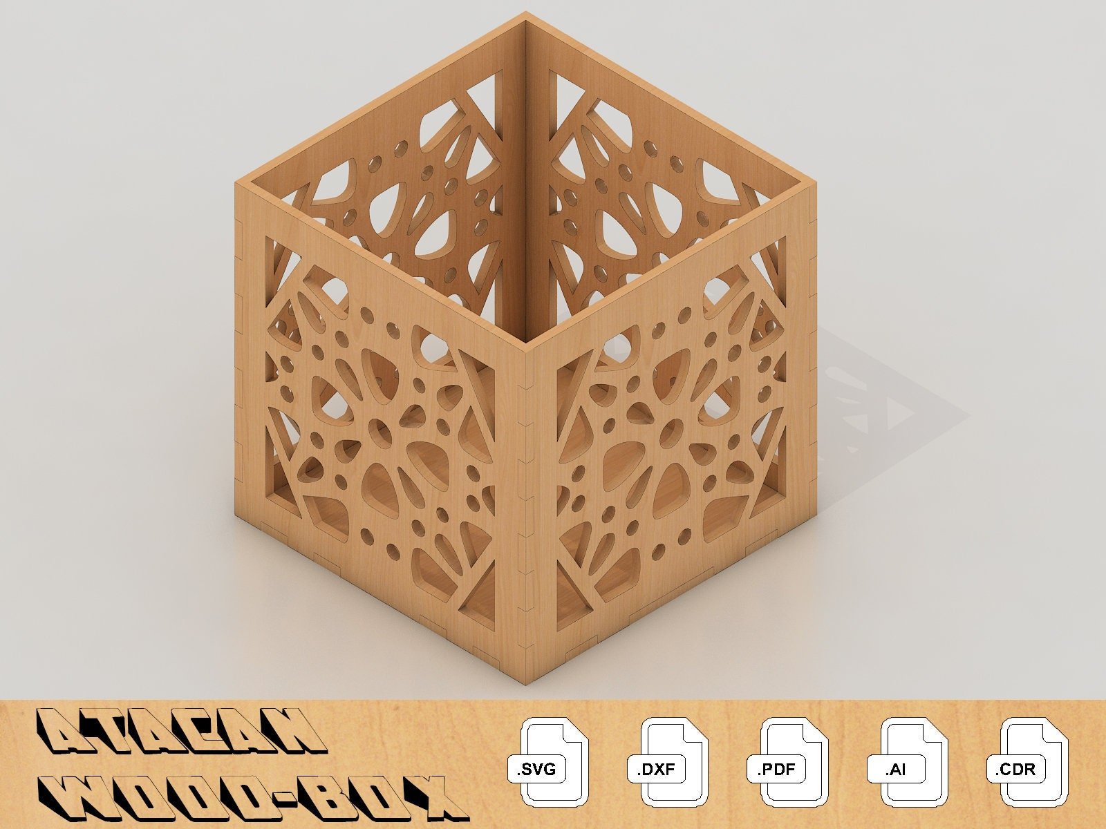 Laser Boxes With Pattern / Cnc laser cut SVG Files / Glowforge case 196