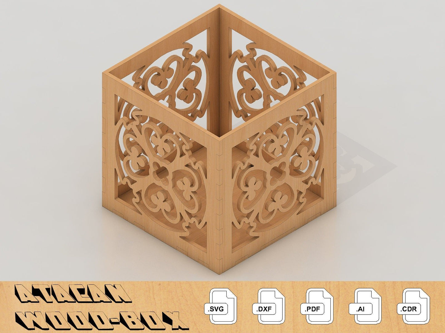 Laser Boxes With Pattern / Cnc laser cut SVG Files / Glowforge case 196