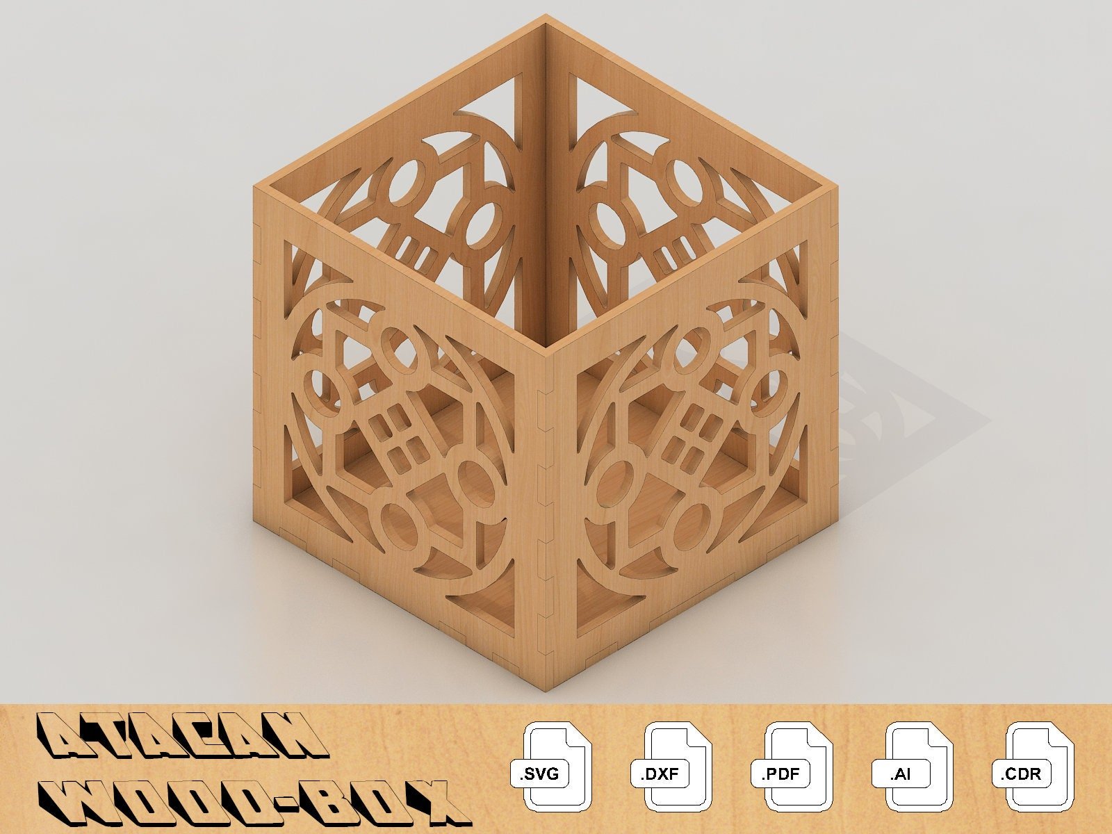 Laser Boxes With Pattern / Cnc laser cut SVG Files / Glowforge case 196