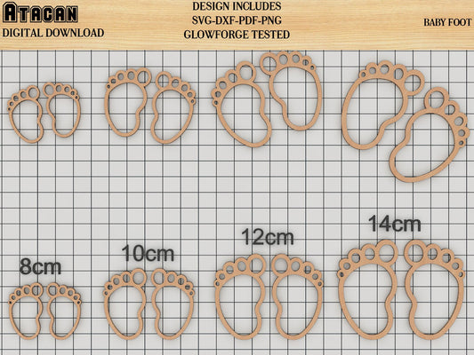laser cut baby foot feet shapes SVG files Wooden New born birth Decoration 209
