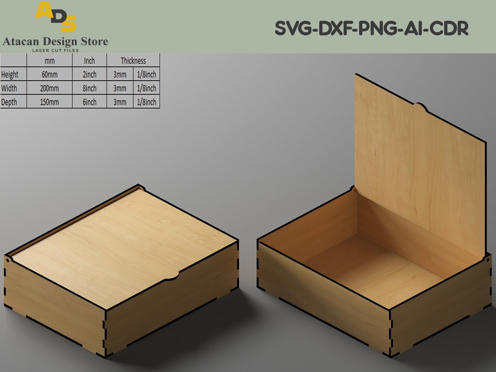 Laser Cut Box with Flip Up Lid / Storage Box Bundle / SVG DXF files for laser cutting SVG234