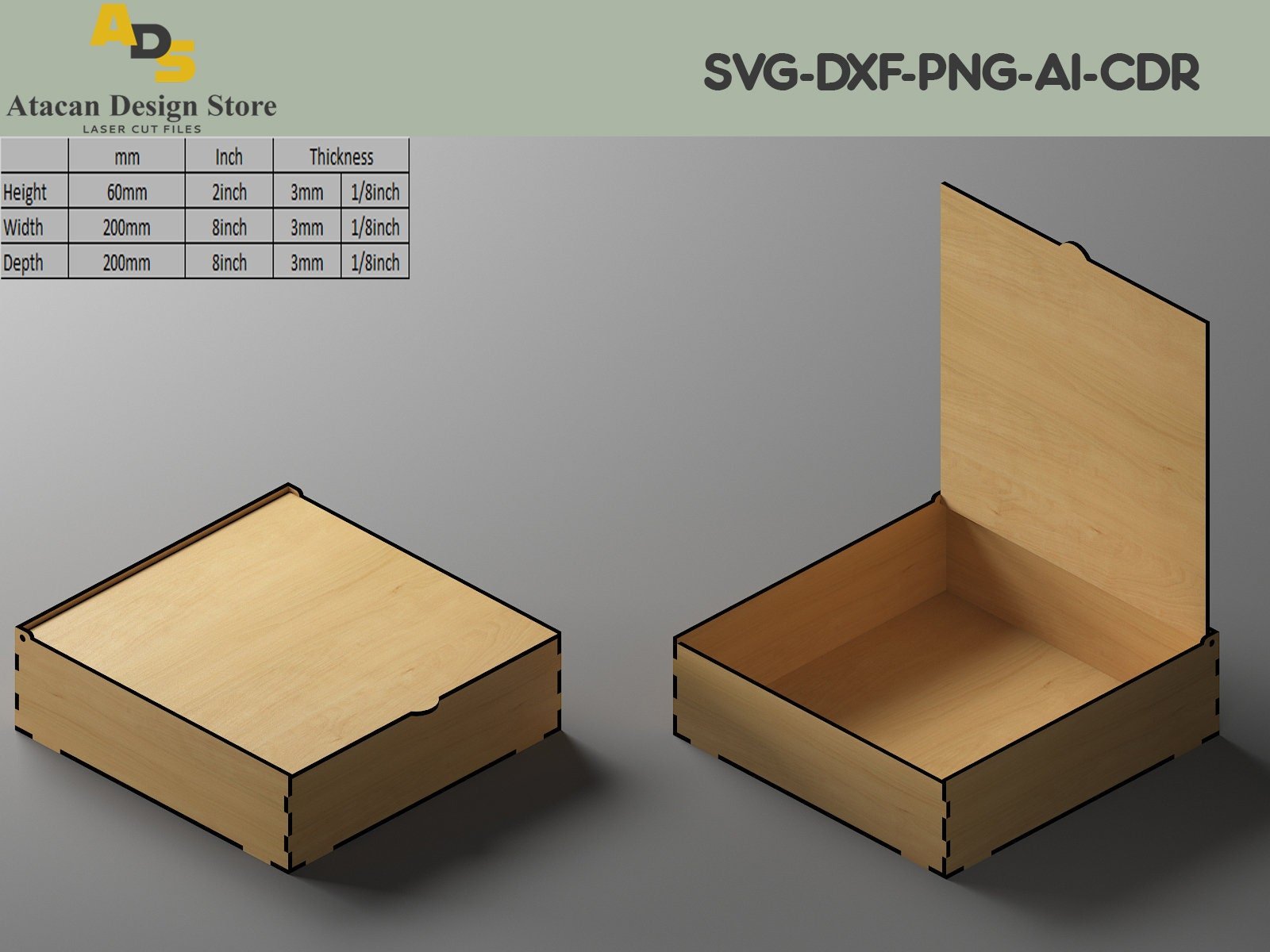 Laser Cut Box with Flip Up Lid / Storage Box Bundle / SVG DXF files for laser cutting SVG234