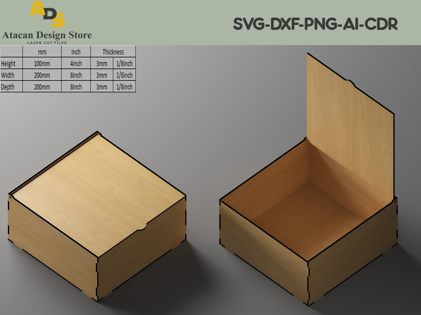 Laser Cut Box with Flip Up Lid / Storage Box Bundle / SVG DXF files for laser cutting SVG234