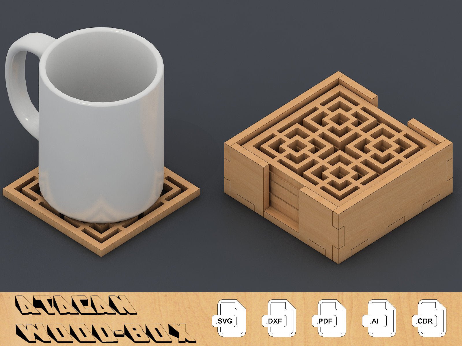 Laser Cut Coasters and Decor SVG DXF Files Instant Download, Laser Cutting GlowForge 093