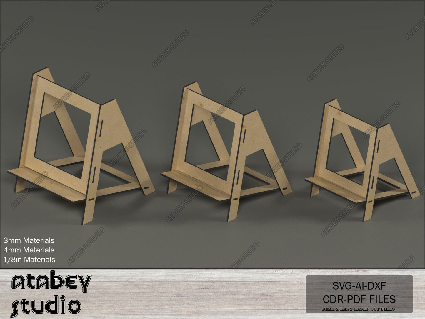 Laser Cut Easel Displays / Frame and Phone Stand Set / Simple Pic Frame Holders SVG CDR DXF Ai 556