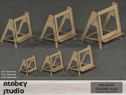 Laser Cut Easel Displays / Frame and Phone Stand Set / Simple Pic Frame Holders SVG CDR DXF Ai 556