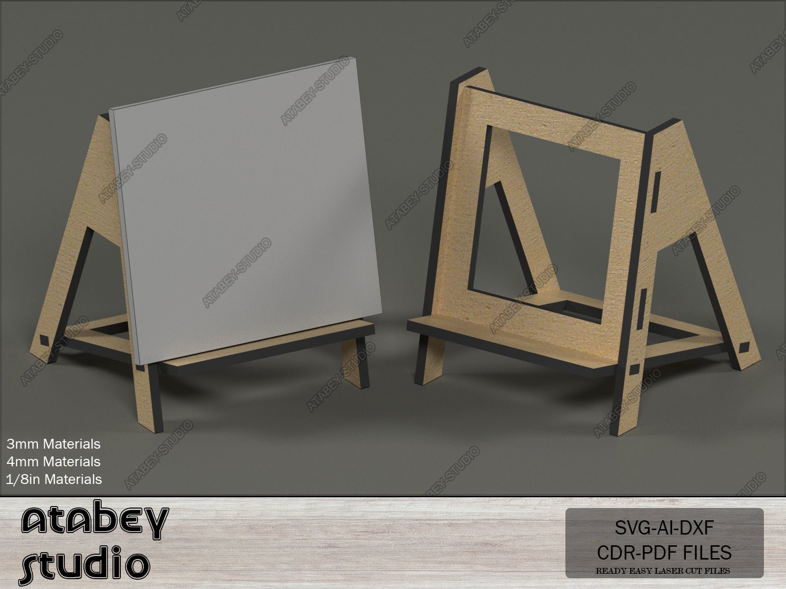 Laser Cut Easel Displays / Frame and Phone Stand Set / Simple Pic Frame Holders SVG CDR DXF Ai 556