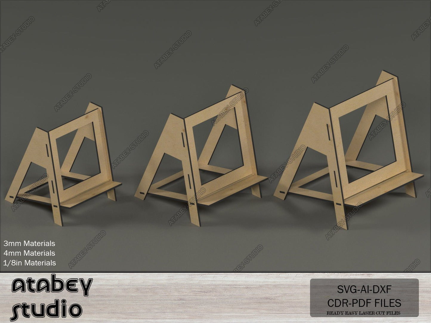 Laser Cut Easel Displays / Frame and Phone Stand Set / Simple Pic Frame Holders SVG CDR DXF Ai 556