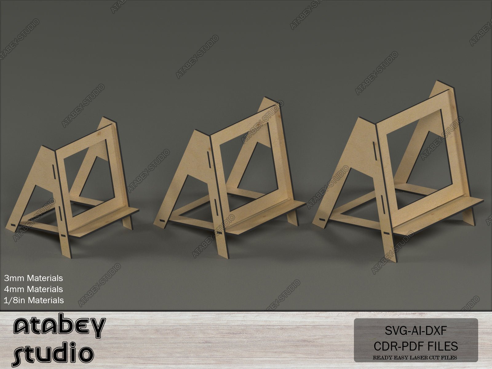 Laser Cut Easel Displays / Frame and Phone Stand Set / Simple Pic Frame Holders SVG CDR DXF Ai 556