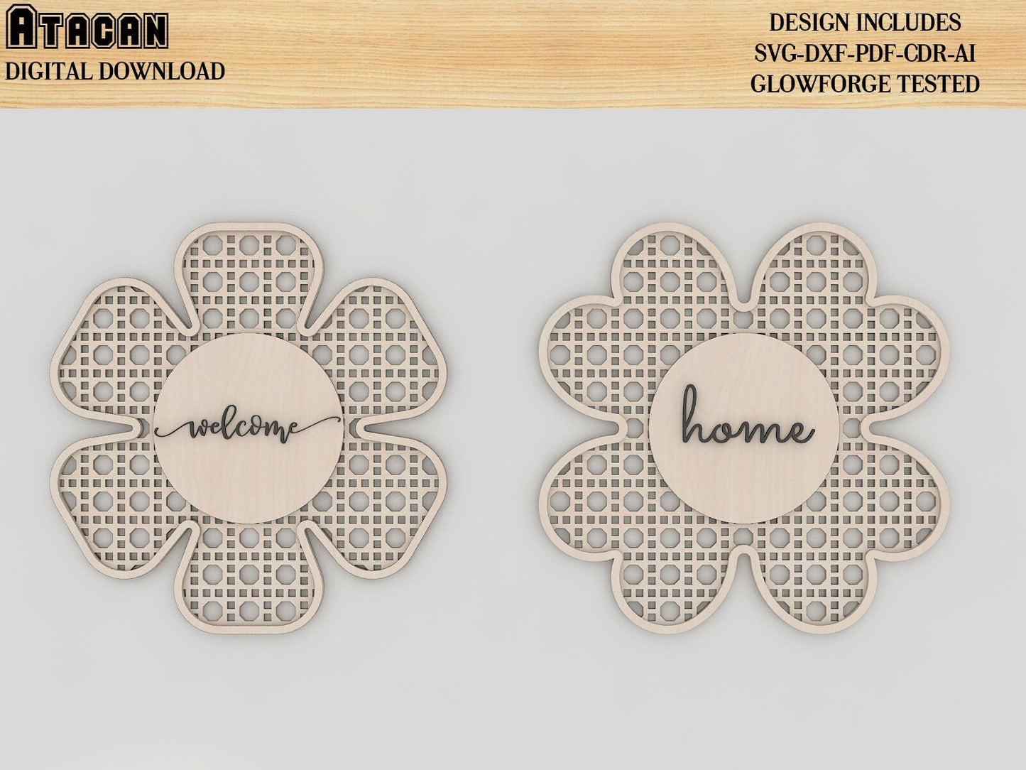 Laser Cut File | Rattan Daisy| Boho Daisys | Rattan Flower| Rattan SVG | Cane SVG | Flower 400